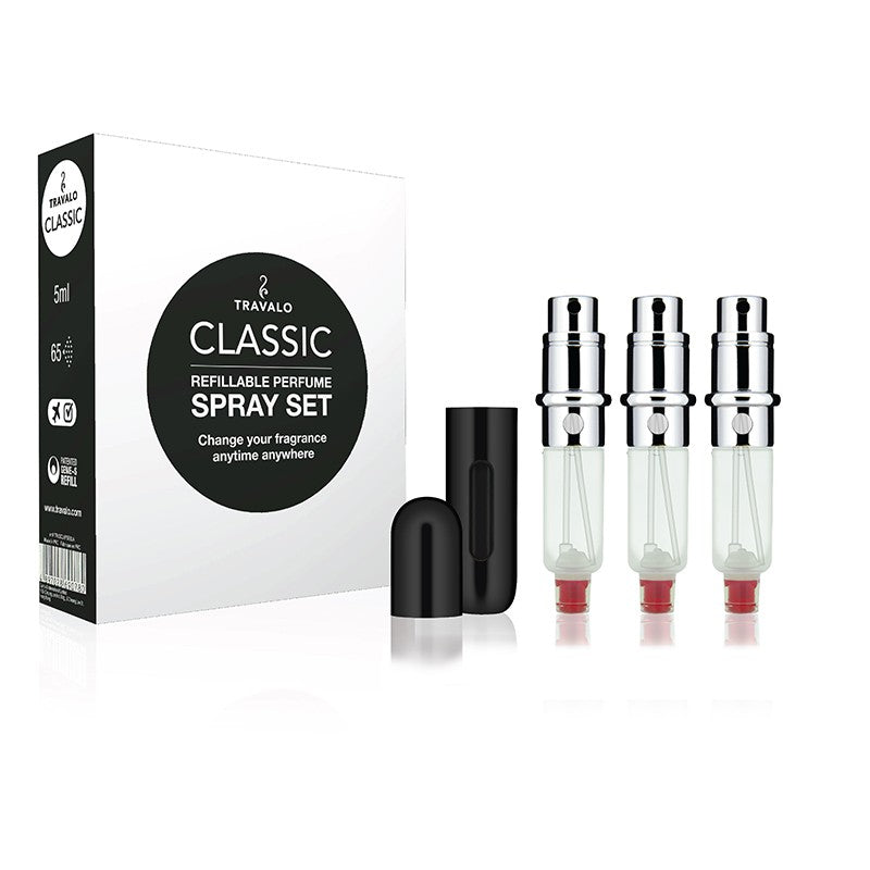 Travalo Classic HD refillable perfume sprayer Presentset Black