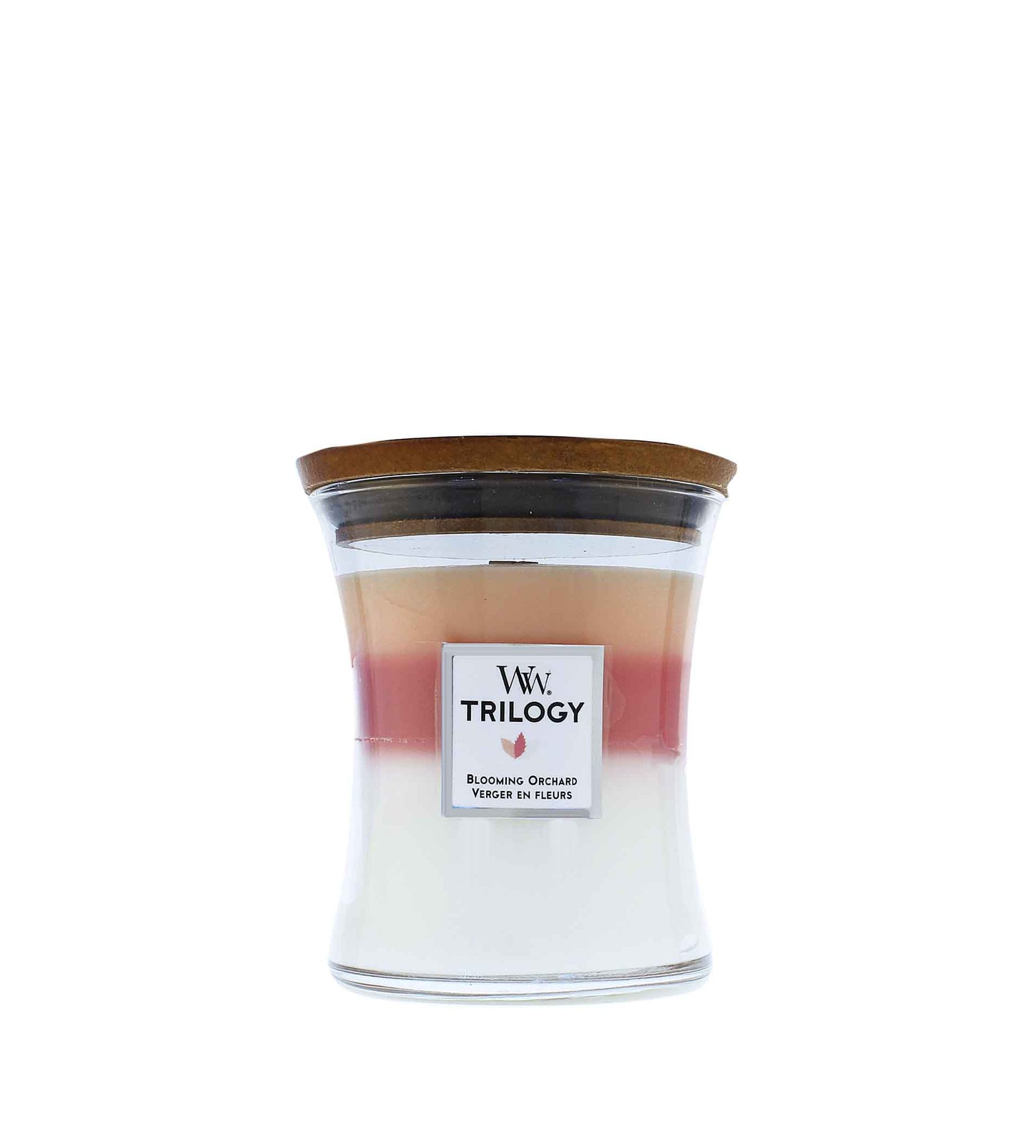 WoodWick Trilogy Blooming Orchard scented candle wooden wick 275 g