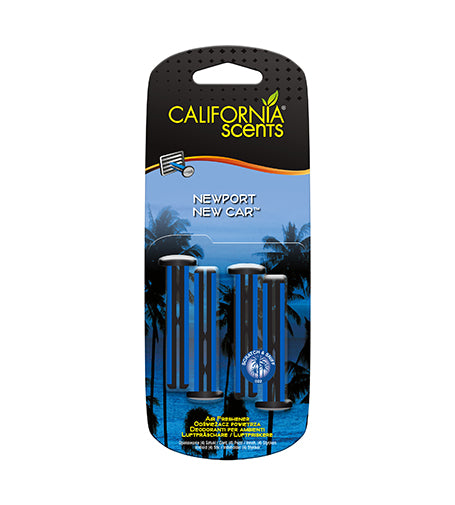 California Scents Vent Stick Newport New Car fragrance 4 st