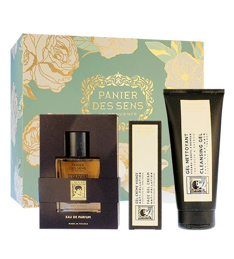 Panier Des Sens L'Olivier eau de parfum 50 ml + cleansing gel for face, body and hair 200 ml + gel face cream 75 ml Presentset For men