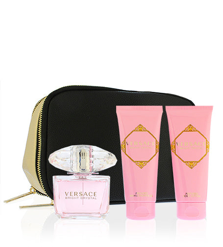 Versace Bright Crystal EDT W 90 ml + lotion 100 ml + duschgel 100 ml + kosmetická taška Presentset