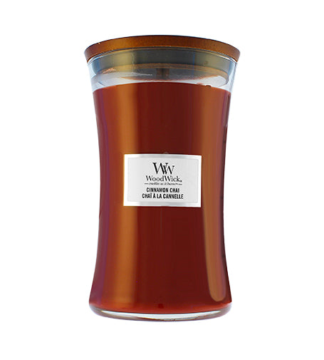 WoodWick Cinnamon Chai scented candle with wooden wick 609,5 g