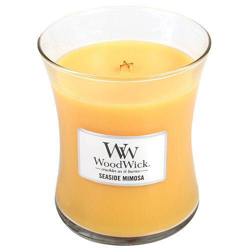WoodWick Seaside Mimosa scented candle with wooden wick 275 g